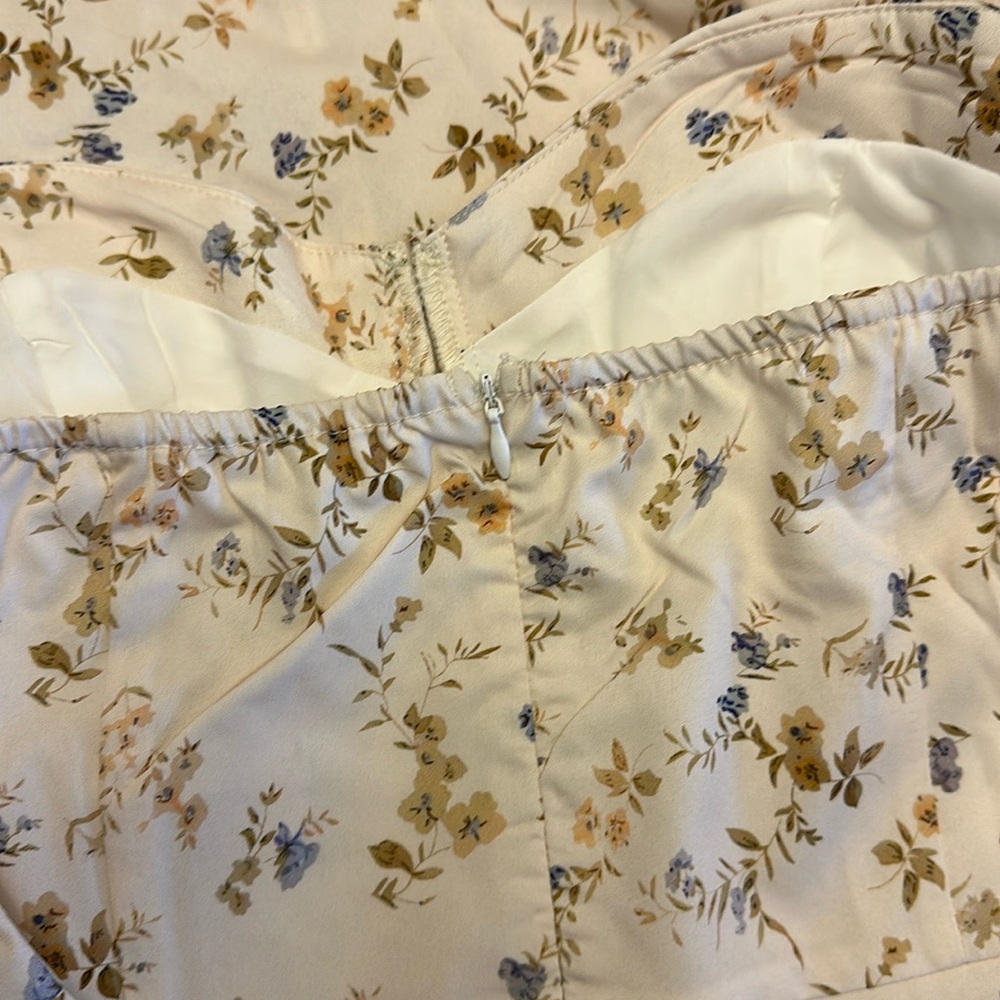 NWT Cider Floral Strapless Split Midi Dress, Yellow Floral Print, Size Large - Picture 6 of 10